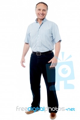 Happy Mature Man Isolated Over A White Stock Photo