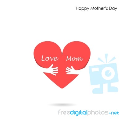 Happy Mothers Day.love Heart Care Logo Stock Image