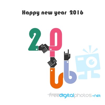 Happy New Year 2016.colorful Greeting Card Design Stock Image