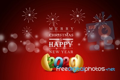 Happy New Year 2020 Text Design. Cover Of Business Diary For 2020 With Wishes. On Color  Background Stock Image