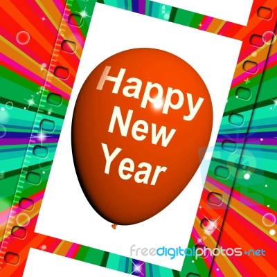 Happy New Year Balloon Shows Parties And Celebrations Stock Image