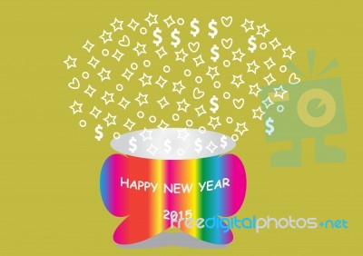 Happy New Year On Colorful Shaping Bucket Stock Image