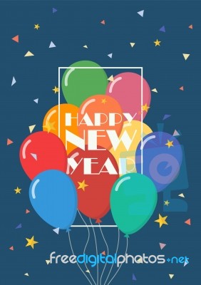 Happy New Year With Balloons Stock Image