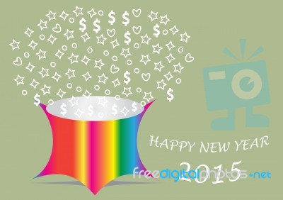 Happy New Year With Colorful Shaping Bucket Stock Image