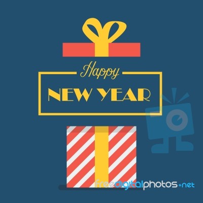 Happy New Year With Gift Box Stock Image