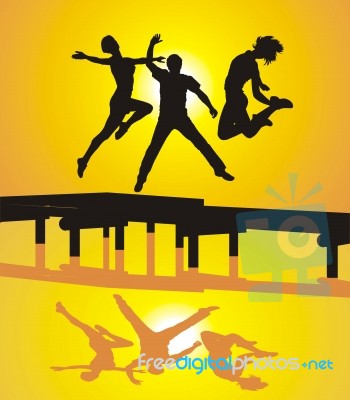 Happy People Jumping Stock Image