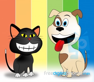 Happy Pets Represents Domestic Animal And Canines Stock Image