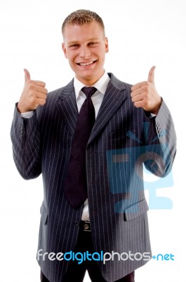 Happy Professional With Thumbs Up Stock Photo