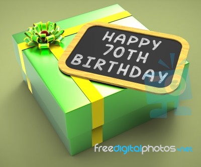 Happy Seventieth Birthday Present Means Grandfather Birthday Or Stock Image