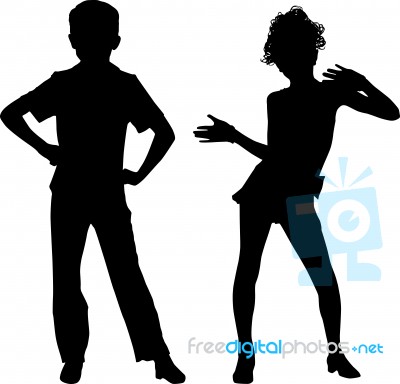 Happy Silhouette Children Stock Image