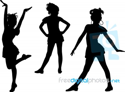 Happy Silhouettes Children Stock Image