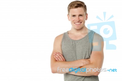 Happy Smart Guy Over White Background Stock Photo