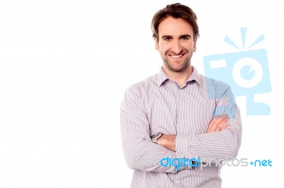 Happy Smart Guy Posing With Confidence Stock Photo