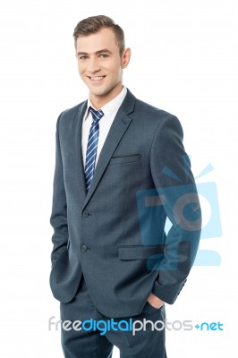 Happy Smiling Business Man, Isolated On White Stock Photo