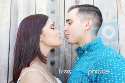 Happy Smiling Couple In Love Stock Photo