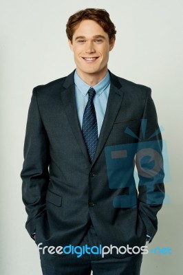 Happy Smiling Young Business Man Stock Photo