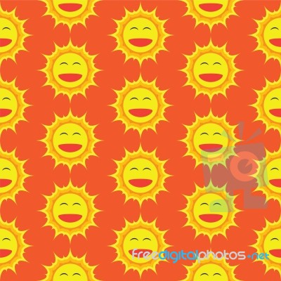 Happy Sun Cartoon Seamless Pattern Stock Image