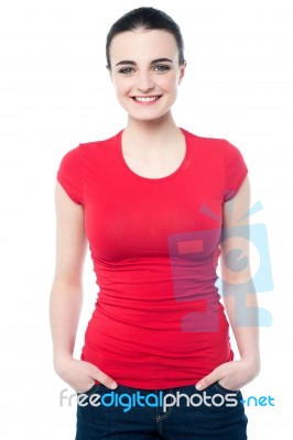 Happy Teenage Girl, Casual Portrait Stock Photo