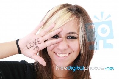 Happy Teenager Girl Stock Photo