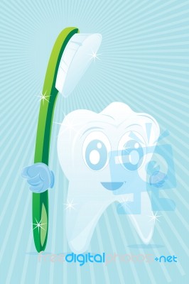 Happy Tooth With Brush Stock Image