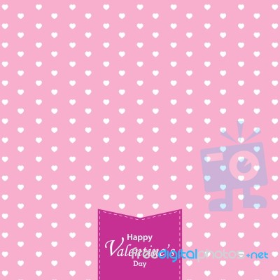 Happy Valentine's Day And White Heart On Pink Background. Valentine's Day Stock Image