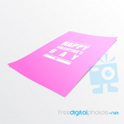 Happy Valentines Day On Pink Paper Realistic 3d Stock Image