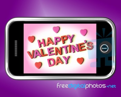 Happy Valentines Day On Screen Stock Image