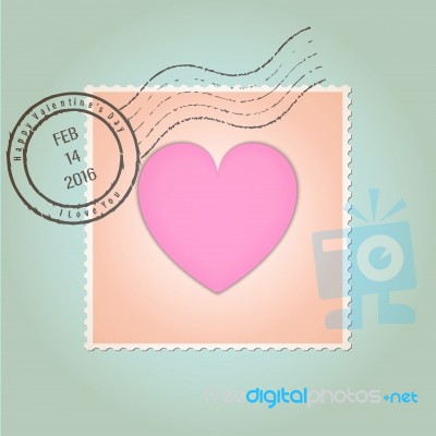 Happy Valentines Day Postage Stamp Vintage Stock Image