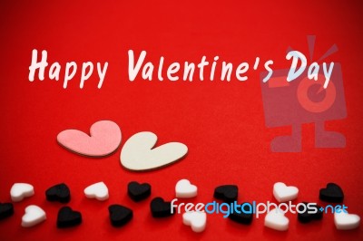 Happy Valentines Day With Hearts Stock Photo