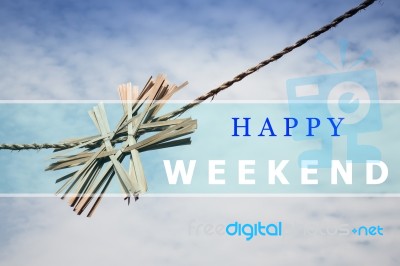 Happy Weekend Quote Design Poster Stock Image