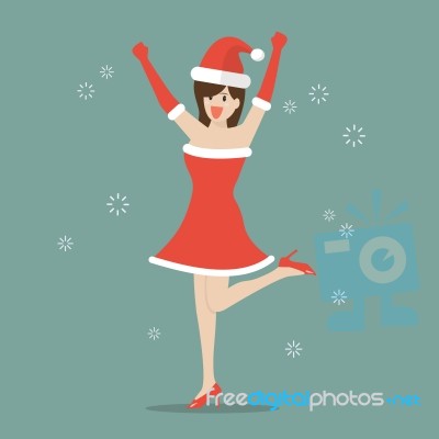 Happy Woman In Santa Claus Clothes Stock Image