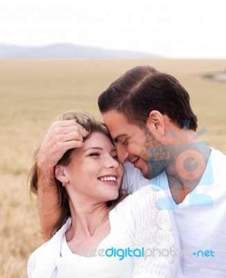 Happy Woman With Her Boyfriend Stock Photo