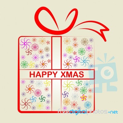 Happy Xmas Indicates Merry Christmas And Celebrate Stock Image