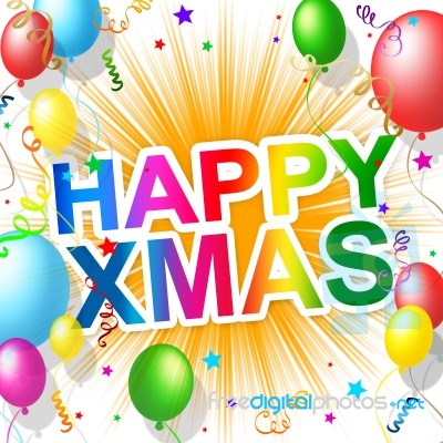 Happy Xmas Shows Christmas Greeting And Celebrations Stock Image