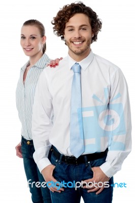 Happy Young Business Executives Stock Photo