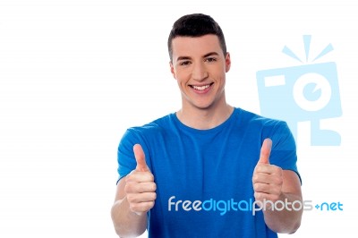 Happy Young Casula Man Thumbs Up Stock Photo