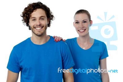 Happy Young Couple Posing Together Stock Photo