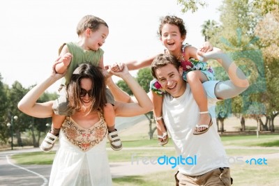 Happy Young Family Stock Photo