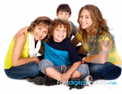 Happy Young Smiling Family With Two Boys Stock Photo