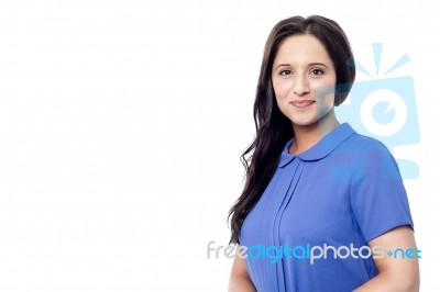 Happy Young Woman In Casuals Stock Photo