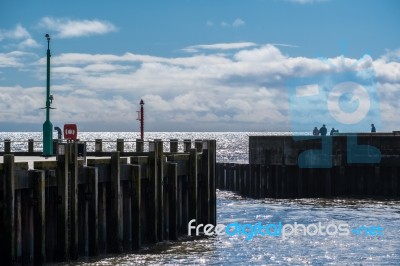 Harbour Walls In Lyme Regis Stock Photo