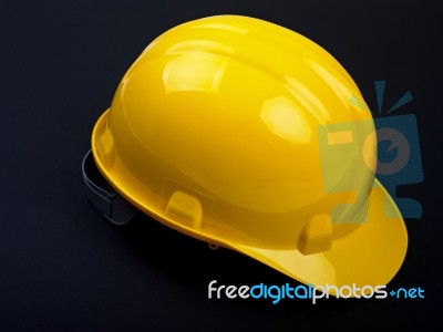 Hard hat On Black Background Stock Photo