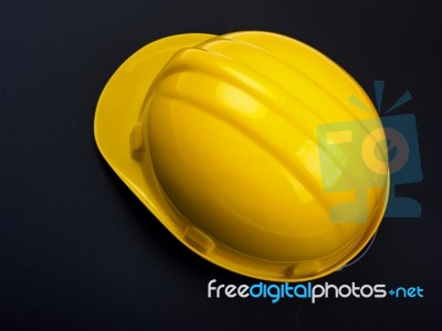 Hard hat On Black Background Stock Photo