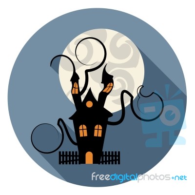 Haunted House Icon Indicates Trick Or Treat Spooky Home Stock Image