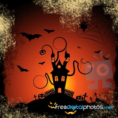 Haunted House Indicates Trick Or Treat And Autumn Stock Image