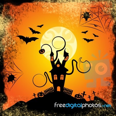 Haunted House Indicates Trick Or Treat And Bats Stock Image