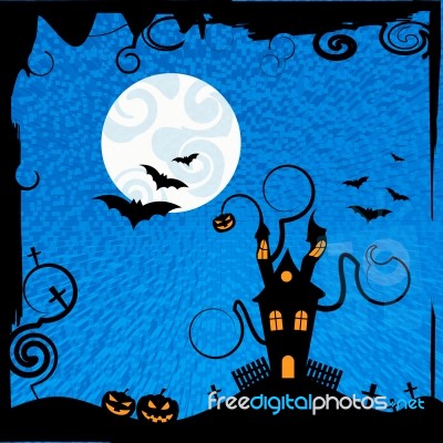 Haunted House Means Trick Or Treat And Astronomy Stock Image