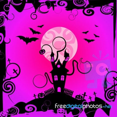 Haunted House Means Trick Or Treat And Celebration Stock Image