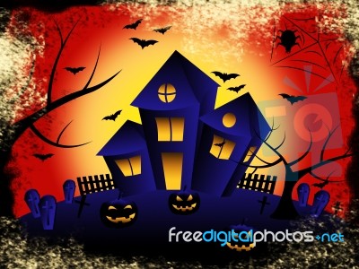 Haunted House Shows Trick Or Treat And Celebration Stock Image