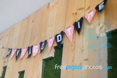 Have A Good Time Flags Decorated On The Wall Stock Photo